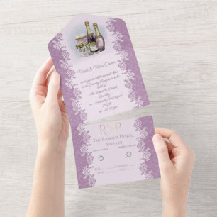 All in One Wedding Invite personnalisée avec vin d