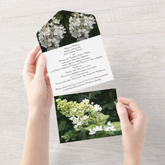 All in One Wedding Invite White Flowers