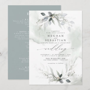 ALL in One  Wedding Watercolor Greenery Invitation