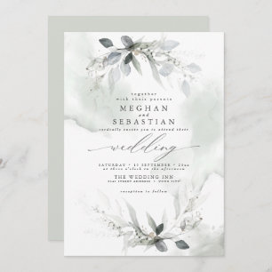 ALL in One Wedding Watercolor Greenery Invitation