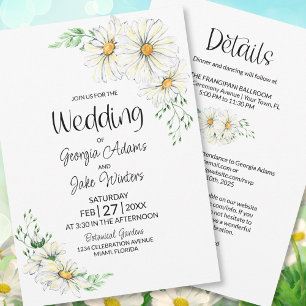 All in One White Daisies Wedding Invitation