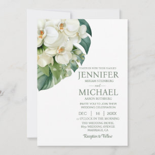 All in One White Orchids Wedding Invitations