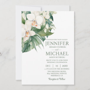 All in One White Orchids Wedding Invitations
