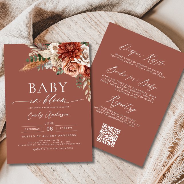 All in One Wildflower Baby in Bloom Autumn Shower Invitation (Creator Uploaded)