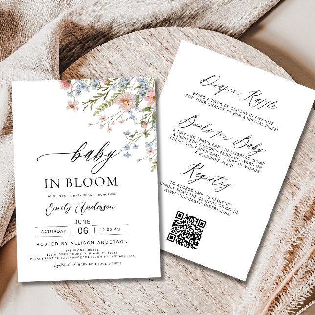 All in One Wildflower Baby in Bloom Baby Shower  Invitation (Creator Uploaded)
