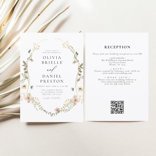 All in One Wildflower  QR Code Garden Wedding Invitation (Creator Uploaded)