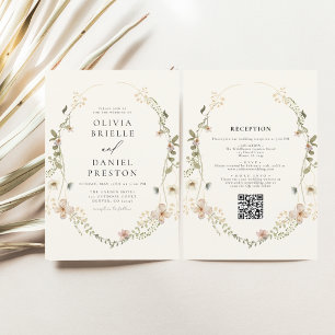 All in One Wildflower QR Code Garden Wedding Invitation