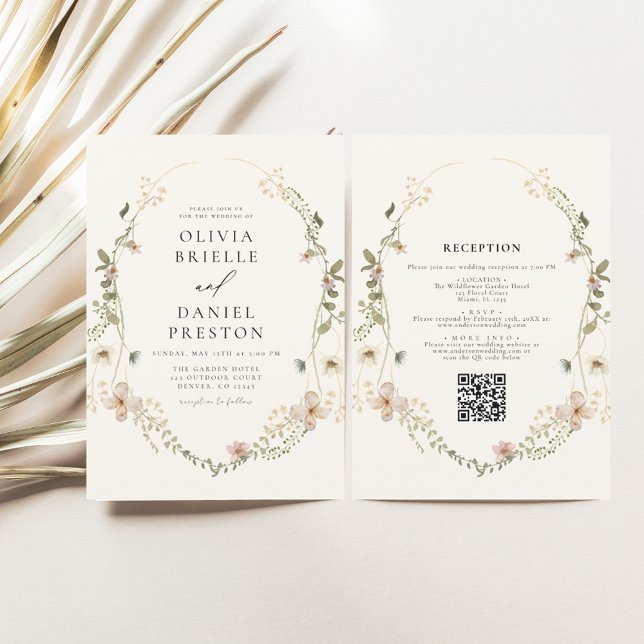 All in One Wildflower  QR Code Garden Wedding Invitation (Creator Uploaded)