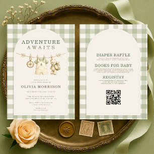 All in One Woodland Adventure Awaits Baby Shower Invitation