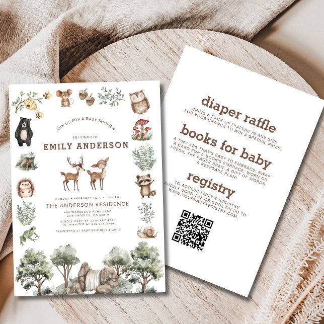 All in One Woodland Forest Animals Baby Shower Invitation (Creator Uploaded)