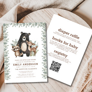 All in One Woodland Forest Animals Baby Shower Invitation