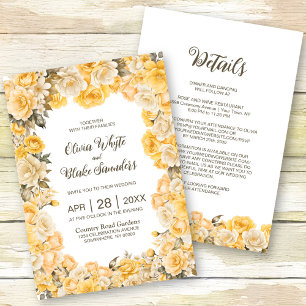 All In One Yellow Floral Wedding Invitation
