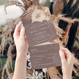 All Inclusive Boho Pampas Rustic Wedding RSVP All In One Invitation