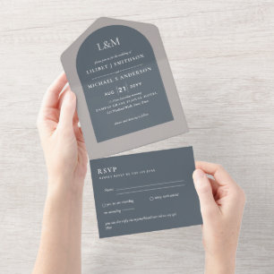 All Inclusive Modern Simple Elegant Wedding RSVP In One Invitation