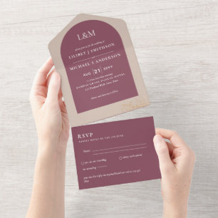 All Inclusive Modern Simple Elegant Wedding RSVP In One Invitation