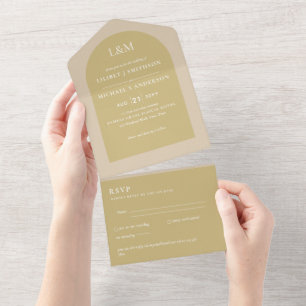 All Inclusive Modern Simple Elegant Wedding RSVP In One Invitation