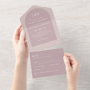 All Inclusive Modern Simple Elegant Wedding RSVP In One Invitation