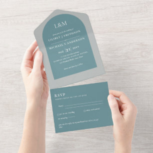 All Inclusive Modern Simple Elegant Wedding RSVP In One Invitation
