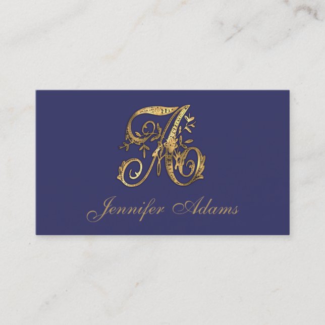 ALL INITIALS Any Colour Gold Fancy Monogram Business Card (Front)