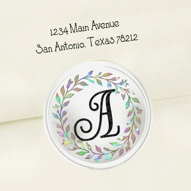 ALL INITIALS Black Monogram 3 Wreath Classic Round Sticker (Creator Uploaded)