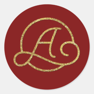 ALL INITIALS Gold Circle Monogram Any Colour Classic Round Sticker