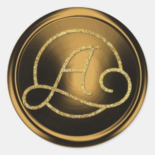 ALL INITIALS Gold Circle Monogram Bronze Classic Round Sticker