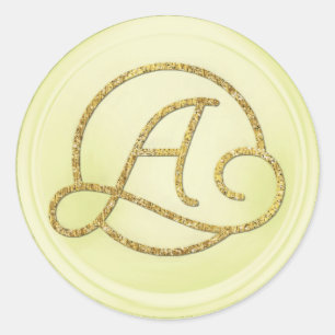 ALL INITIALS Gold Circle Monogram Butter Classic Round Sticker