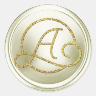 ALL INITIALS Gold Circle Monogram Off White Classic Round Sticker