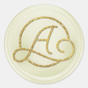 ALL INITIALS Gold Circle Monogram Off White Classic Round Sticker