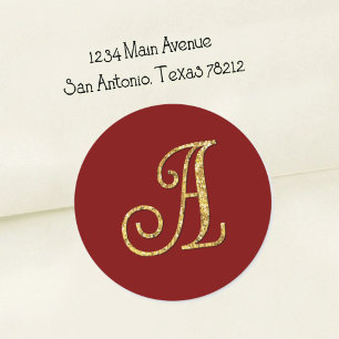 ALL INITIALS Gold  Monogram 3 Any Colour Classic Round Sticker