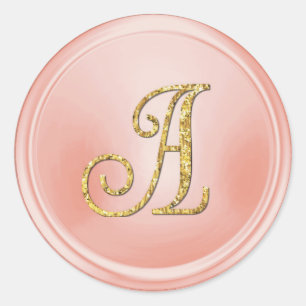 ALL INITIALS Gold  Monogram 3 Blush Pink Classic Round Sticker