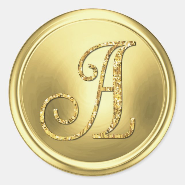 ALL INITIALS Gold Monogram 3 Classic Round Sticker (Front)