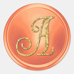 ALL INITIALS Gold Monogram 3 Copper Classic Round Sticker