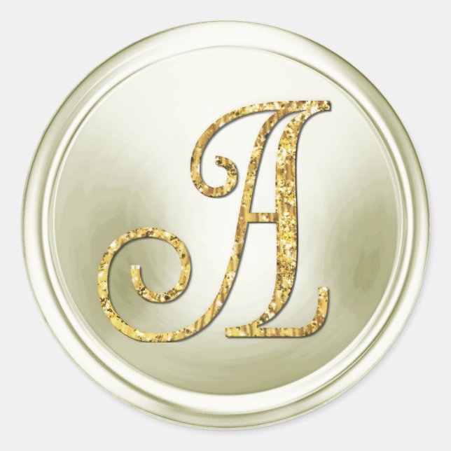 ALL INITIALS Gold Monogram 3 Off White Classic Round Sticker (Front)