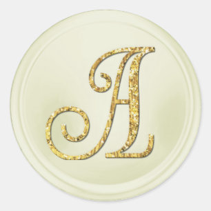 ALL INITIALS Gold Monogram 3 Off White Classic Round Sticker