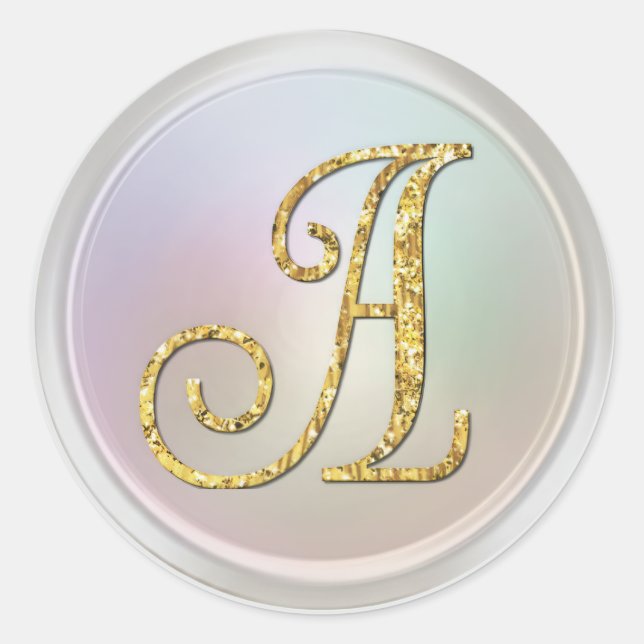 ALL INITIALS Gold Monogram 3 Pearl Grey Classic Round Sticker (Front)