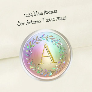 ALL INITIALS Gold Monogram 3 Pearly Wreath Classic Round Sticker