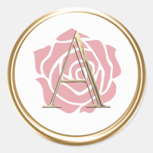 ALL INITIALS Gold Monogram Any Colour Rose Classic Round Sticker