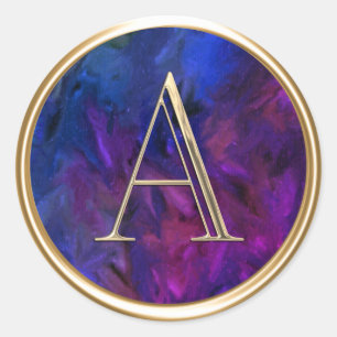ALL INITIALS Gold Monogram Blue Purple Pink Classic Round Sticker