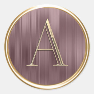 ALL INITIALS Gold Monogram Dusty Rose Pink Classic Round Sticker