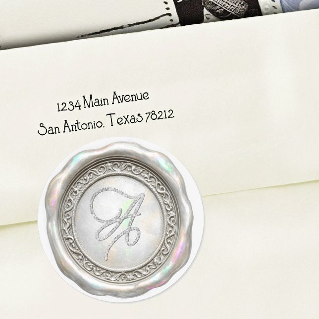 ALL INITIALS Gold Monogram Iridescent Silver Classic Round Sticker (Creator Uploaded)