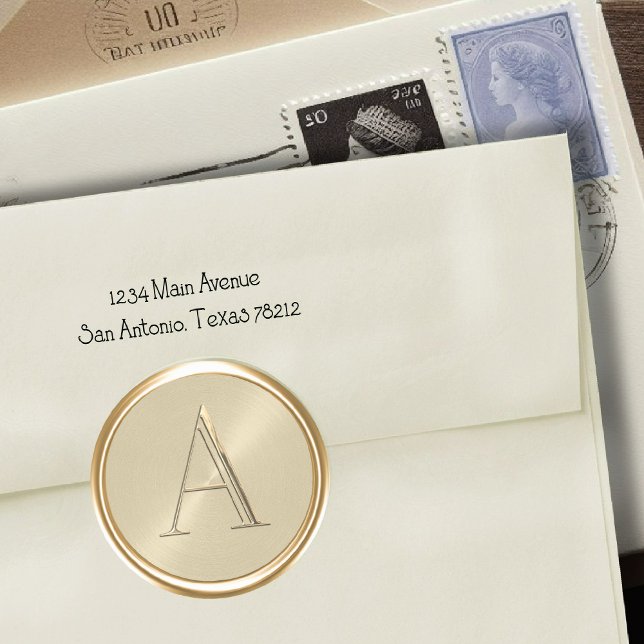 ALL INITIALS Gold Monogram on Champagne Classic Round Sticker (Creator Uploaded)