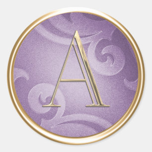 ALL INITIALS Gold Monogram on Lavender Purple Classic Round Sticker