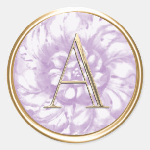 ALL INITIALS Gold Monogram on Lavender Purple Classic Round Sticker