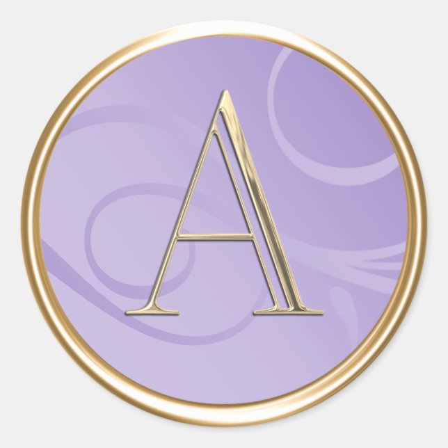 ALL INITIALS Gold Monogram on Lavender Purple Classic Round Sticker (Front)