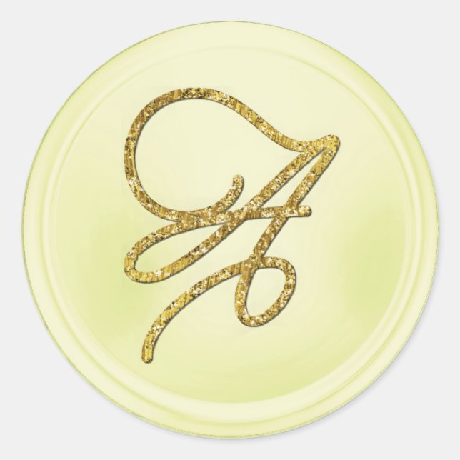 ALL INITIALS Gold Script Monogram Butter Classic Round Sticker (Front)