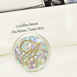 ALL INITIALS Gold Script Monogram Off White MoP Classic Round Sticker