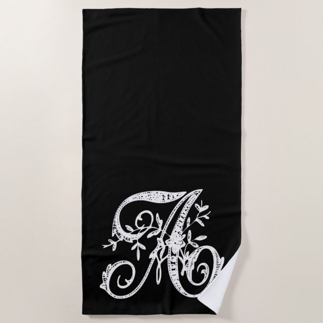 All Initials Here You Choose Colour with White Beach Towel (Front)