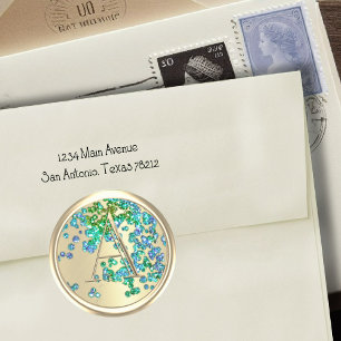 ALL INITIALS Monogram Colourful Glitter Confetti Classic Round Sticker