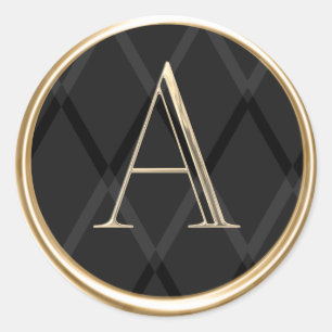 ALL INITIALS Monogram Diamond Pattern Any Colour Classic Round Sticker